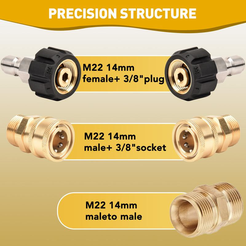 EVEAGE 50FT X 1/4"Pressure Washer Hose, 2600 PSI Flexible Kink Resistant Power Washer Hose with M22 Female Thread and 3/8“ Quick Connect Adapter